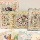 Lot Vintage Greetings Antique Cards Holiday Birthday Victorian Gardens Floral 