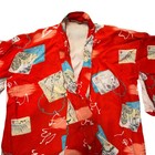 Vintage Lined Kimono Robe Red Geisha Women s Size L xl
