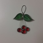 Vintage Lead Stained Glass Sun Catcher Suncatcher Cherries Cherry Ornament