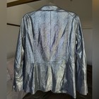 Lafayette 148 Silver Leather Blazer Metallic Size 6 Light Suede Jacket