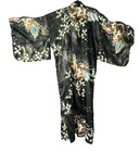 Vtg Japanese Kimono Robe Musicians Floral Belted 90s Japan Approx L xl 51    Long