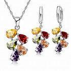 Crystal Bridal Jewelry Set Necklace Hoop Earrings Women Party Anniversary Gift