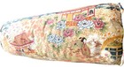 Vintage Cuddledown Chinoiserie Round Bolster Goose Down Pillow 15    L X 6    Round