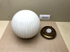 Vintage Ceiling Light Fixture Pleated Ribbed Round Globe White Glass