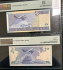 Lithuania 2 Banknotes With Same Serial  958 Pmg 10 Litu 1993 10 Litu 2007 Unc