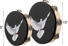 Set Of 2 Tambourine  10  And 8  Dove Church Tambourine With Double Row Jingle  W