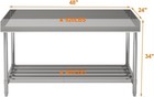48 x24  Stainless Steel Work   Prep Table With Backsplash For Commercial Kitchen