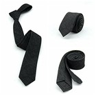 Unisex Denim Skinny Necktie Cotton Narrow Tie Black