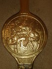 Metal And Red Leather Fireplace Fan Bellow With Scene  Vintage 
