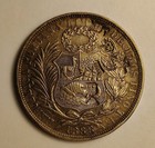 1888 Peru Un Sol Silver Coin Chopmarked