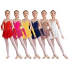 Kids Girls Skating Dress Keyhole Back Dresses Rhinestone Outfits Modern Mesh