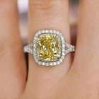 6 67 Ct Natural Yellow Sapphire   Diamonds Engagement Ring Real 14k White Gold