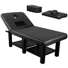Black Multifunction Massage Table Split Legs Facial Bed Salon Tattoo Chair