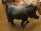 Vintage Hand Carved  Warthog Wild Boar Pig Wooden Figurine Lot Of  3 