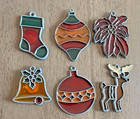 Lot Of 6 Vintage Makit Bakit Suncatcher Christmas Ornaments