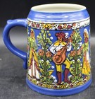Vintage German Beer Stein Mug Hand Painted Blue