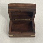 Vintage Wooden Nautical Anchor Brass Inlay Hinged Trinket Box Match Box Small