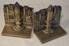 Vintage Brass Bookends Library Books Office Candle Gold Grandpacore  Metalware 