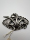 Vintage Jj 1988 Matte Pewter Statement Brooch Abstract Calla Lily Leaf Pin