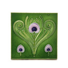 Art Nouveau Fireplace Tile Green Peacock Tail Design By T   R Boote C1905