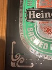 Vintage Heineken Beer Sign - Glass - 1980s - Reverse Painted - Wood Frame Rare 