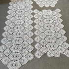 Set Of 3 Vintage Beautiful White Table Runners With Embroidery Polyester