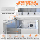 60  Commercial Refrigerator Sandwich Salad Prep Table Station 2 Doors W  16 Pan
