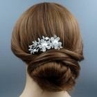 Floral Wedding Hair Comb Pearl Clear Crystal Headpiece Accessories Silver 40004