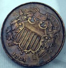 1864 P  Two Cent Piece Brown 1c Nice Buy It Now Free Shipping   59