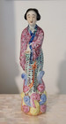 Vintage Chinese Famille Rose Pink green Porcelain Lady Figurine statue 10  Tall