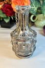 Vtg Glass Bottle Silver Plated  Brass  Copper Overlay Bottle 1900 s Unique