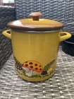 Vintage Mid Century Modern Mcm Merry Mushroom Enamel Stock Pot Strainer Usa Sear