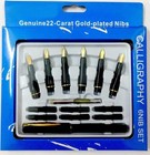 Calligraphy Fountain Pen Set 6 Nibs And 1 Pen 22 Carat Gold Plated