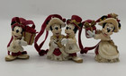 Disney Parks Victorian Minnie Mickey Mouse Christmas Red Gold Set Of 3 Ornaments