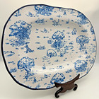 Vintage Classic Pooh Blue Toile Serving Platter Disney Retired