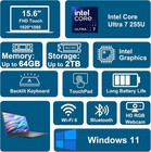 Dell 15 15 6  Fhd Touch Laptop Intel Core Ultra 7 255u 64gb Ddr5 2tb Ssd Win 11p