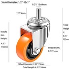 Swivel Threaded Stem Caster  4 Pack 3 In Caster Wheels  Dual Locking  Brakes
