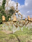 Antique French Decorative Brass And Crystal Chandelier