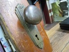 Antique Ornate Art Deco Brass Plated Steel Door Knob Set Victorian Hardware Vtg