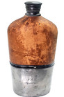Antique 1860 s Civil War Era Glass Leather Flask Surgeon W m  Wood Nab Squadron
