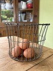 Vintage Primitive Wire Egg Gathering Basket Farmhouse small 8   x 5 5 8    Tall nice