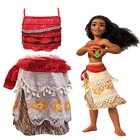 Kids Girls Costumes Moana Princess Dress Beach Outfit Necklace Set Anime Hot