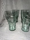 Green Coca-cola Glasses Coke 4-3 8    Tall Indiana Glass Vintage Set Of 6