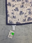  75 New Eton Men s 100  Silk Pocket Square Blue White Palm Sailboat Handkerchief