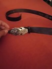 Harley Davidson Black Leather Belt With Harley  Buckle Authentic One Size 36
