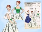 Butterick 8149  1950s Uncut Misses Sun Dress   Cape 32 B Vintage Sewing Pattern
