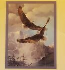 Mario Fernandez Tile As Free As The Wind - Bald Eagles Resin Laquer Coated Vtg
