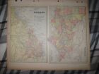 Superb Detailed Antique 1893 Queensland Victoria Australia New Zealand Map Nr