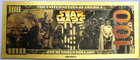 Yoda Jedi Star Wars  100 Novelty 24k Gold Plated Foil Note Bill Gfn67