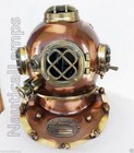 18  Iron   Brass Full New Antique Finish Navy Mark V Scuba Diving Divers Helmet